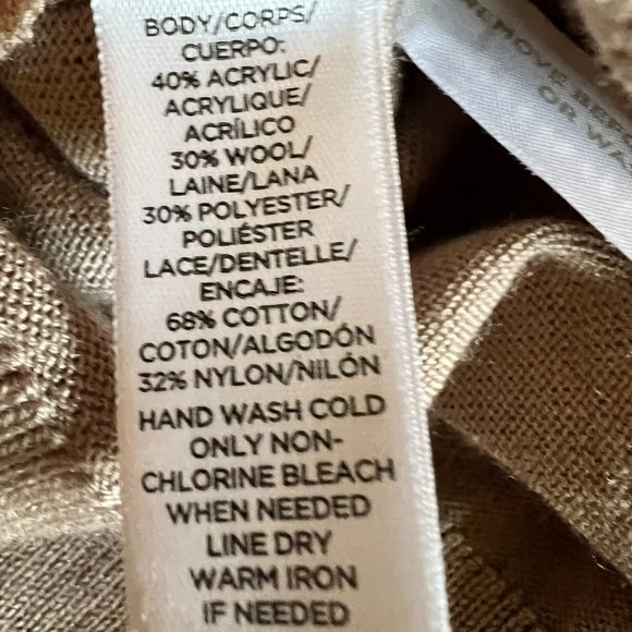 LOFT Light Mauve 30% Wool Crochet Front Cardigan - Large - Picture 4 of 4